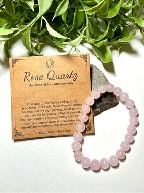 Lovely Rose Quartz Beaded Stretch Bracelet
